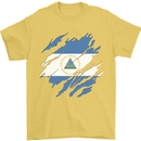 Torn Nicaragua Flag Nicaraguan Day Football Mens T-Shirt 100% Cotton Yellow