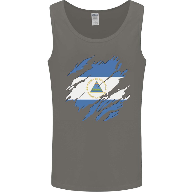 Torn Nicaragua Flag Nicaraguan Day Football Mens Vest Tank Top Charcoal