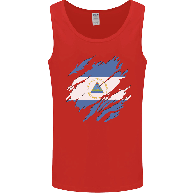 Torn Nicaragua Flag Nicaraguan Day Football Mens Vest Tank Top Red