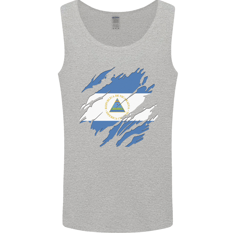 Torn Nicaragua Flag Nicaraguan Day Football Mens Vest Tank Top Sports Grey