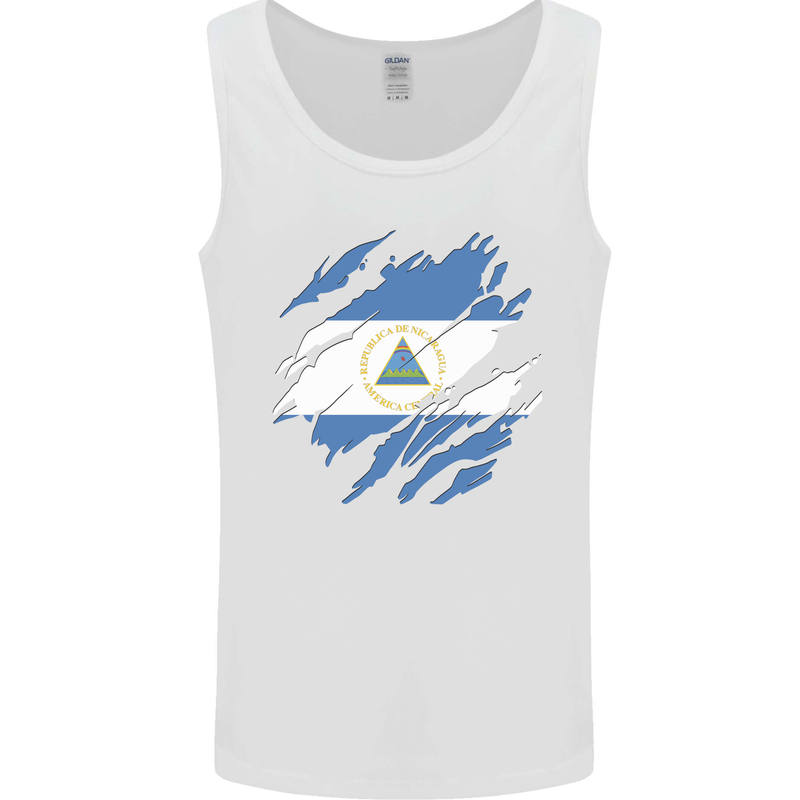 Torn Nicaragua Flag Nicaraguan Day Football Mens Vest Tank Top White