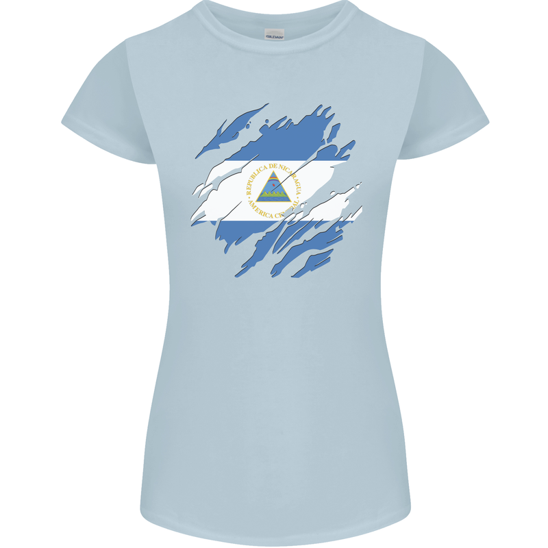 Torn Nicaragua Flag Nicaraguan Day Football Womens Petite Cut T-Shirt Light Blue