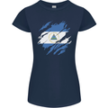 Torn Nicaragua Flag Nicaraguan Day Football Womens Petite Cut T-Shirt Navy Blue