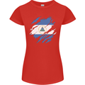 Torn Nicaragua Flag Nicaraguan Day Football Womens Petite Cut T-Shirt Red