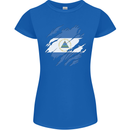 Torn Nicaragua Flag Nicaraguan Day Football Womens Petite Cut T-Shirt Royal Blue