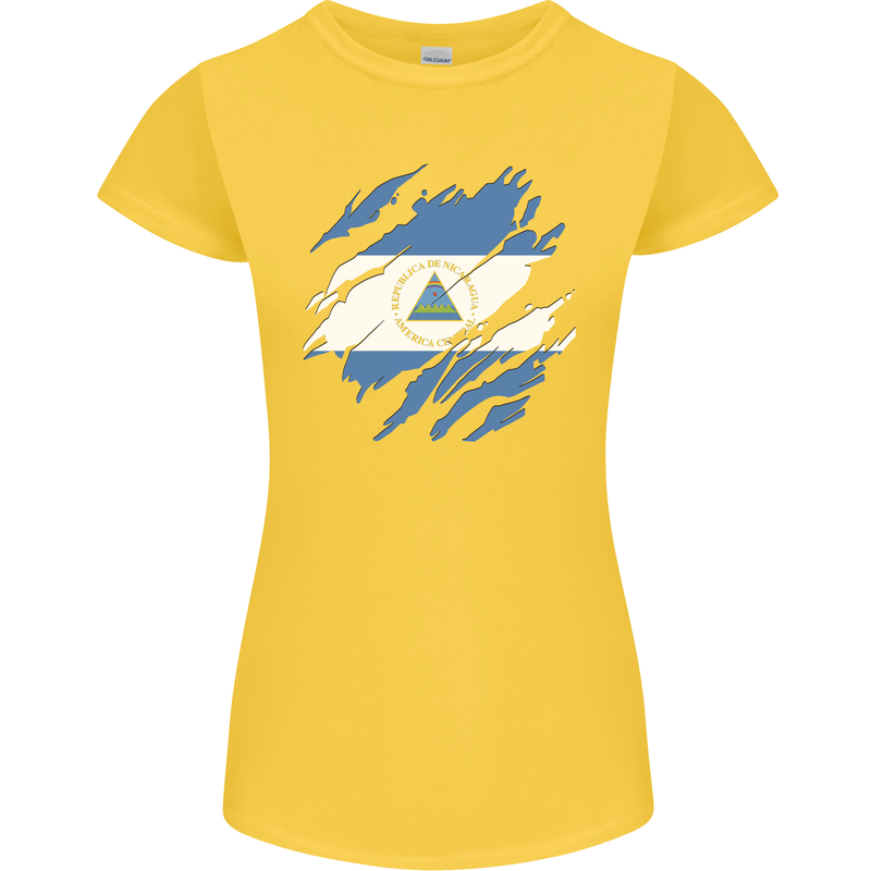 Torn Nicaragua Flag Nicaraguan Day Football Womens Petite Cut T-Shirt Yellow