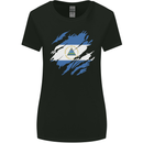 Torn Nicaragua Flag Nicaraguan Day Football Womens Wider Cut T-Shirt Black