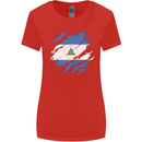 Torn Nicaragua Flag Nicaraguan Day Football Womens Wider Cut T-Shirt Red