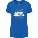Torn Nicaragua Flag Nicaraguan Day Football Womens Wider Cut T-Shirt Royal Blue