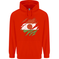 Torn Niger Flag Nigerien Day Football Childrens Kids Hoodie Bright Red