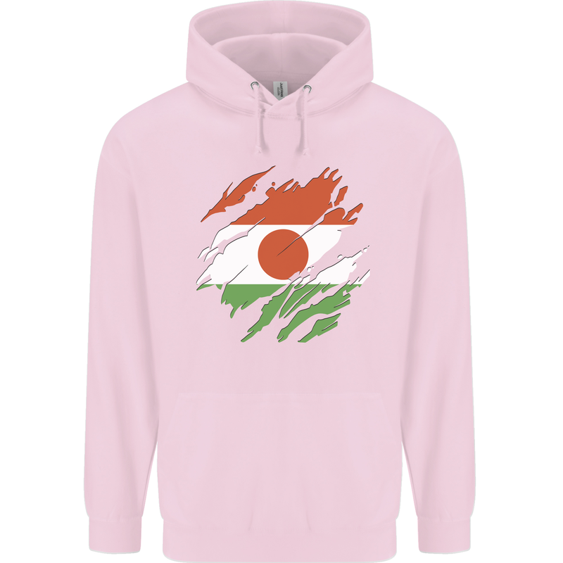 Torn Niger Flag Nigerien Day Football Childrens Kids Hoodie Light Pink