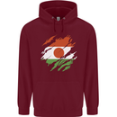 Torn Niger Flag Nigerien Day Football Childrens Kids Hoodie Maroon