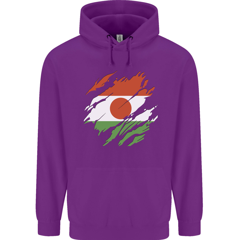 Torn Niger Flag Nigerien Day Football Childrens Kids Hoodie Purple