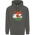 Torn Niger Flag Nigerien Day Football Childrens Kids Hoodie Storm Grey
