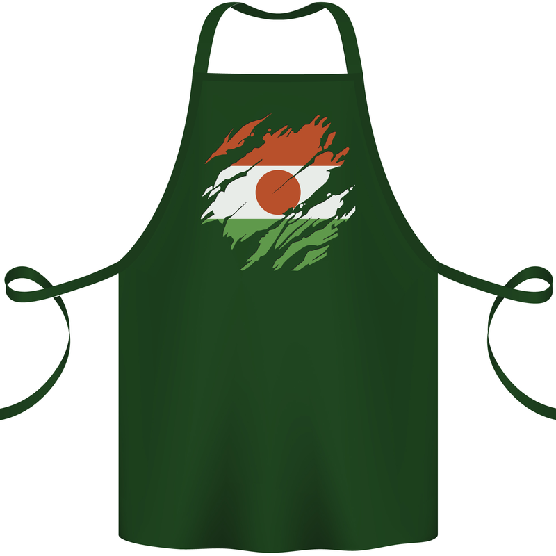 Torn Niger Flag Nigerien Day Football Cotton Apron 100% Organic Forest Green