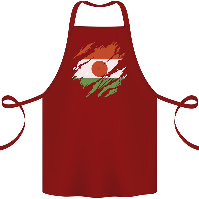 Torn Niger Flag Nigerien Day Football Cotton Apron 100% Organic Maroon