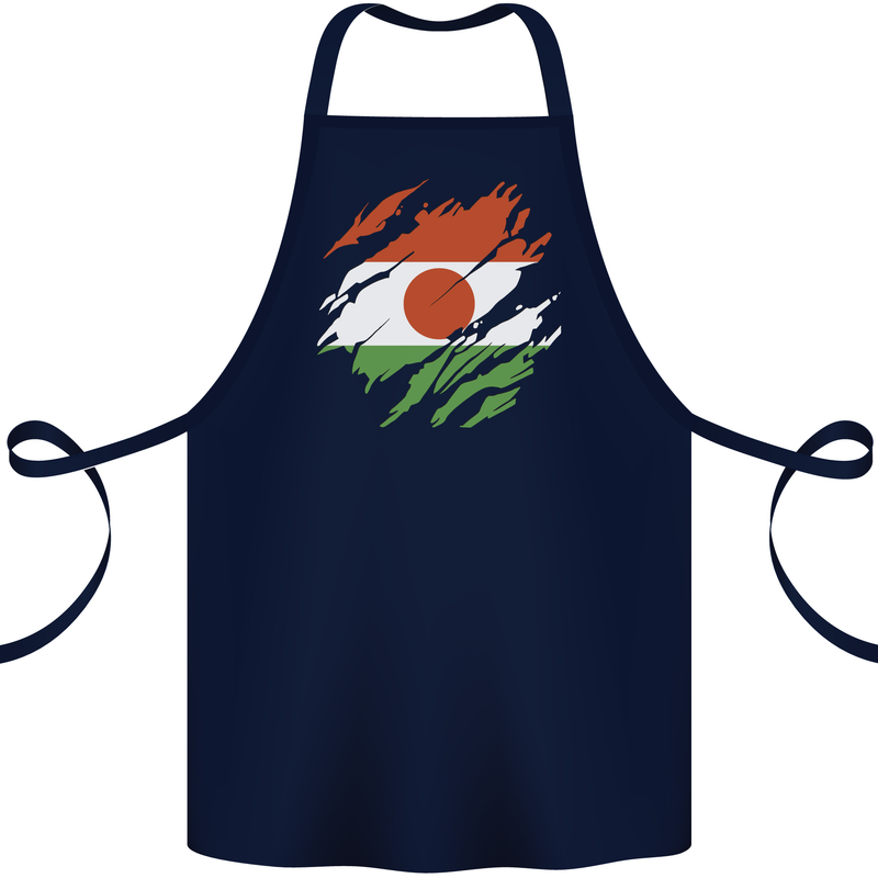 Torn Niger Flag Nigerien Day Football Cotton Apron 100% Organic Navy Blue