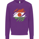 Torn Niger Flag Nigerien Day Football Kids Sweatshirt Jumper Purple