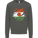 Torn Niger Flag Nigerien Day Football Kids Sweatshirt Jumper Storm Grey