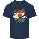 Torn Niger Flag Nigerien Day Football Kids T-Shirt Childrens Navy Blue