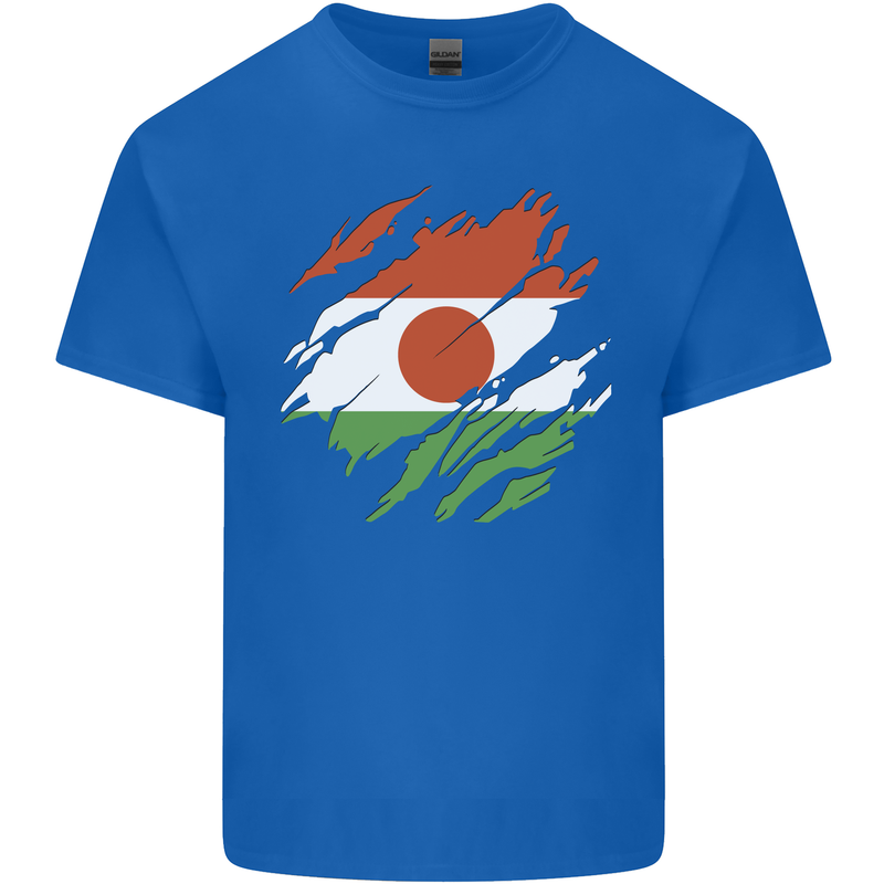 Torn Niger Flag Nigerien Day Football Kids T-Shirt Childrens Royal Blue