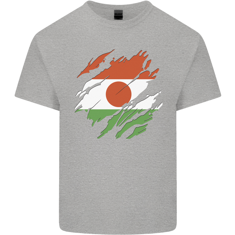 Torn Niger Flag Nigerien Day Football Kids T-Shirt Childrens Sports Grey