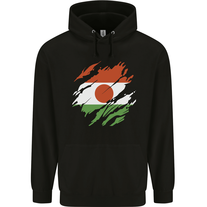 Torn Niger Flag Nigerien Day Football Mens 80% Cotton Hoodie Black
