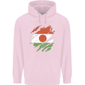 Torn Niger Flag Nigerien Day Football Mens 80% Cotton Hoodie Light Pink
