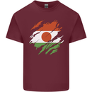 Torn Niger Flag Nigerien Day Football Mens Cotton T-Shirt Tee Top Maroon