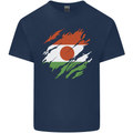 Torn Niger Flag Nigerien Day Football Mens Cotton T-Shirt Tee Top Navy Blue