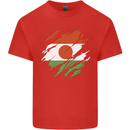 Torn Niger Flag Nigerien Day Football Mens Cotton T-Shirt Tee Top Red