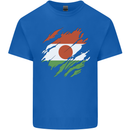 Torn Niger Flag Nigerien Day Football Mens Cotton T-Shirt Tee Top Royal Blue