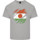 Torn Niger Flag Nigerien Day Football Mens Cotton T-Shirt Tee Top Sports Grey