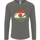 Torn Niger Flag Nigerien Day Football Mens Long Sleeve T-Shirt Charcoal