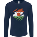 Torn Niger Flag Nigerien Day Football Mens Long Sleeve T-Shirt Navy Blue