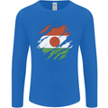 Torn Niger Flag Nigerien Day Football Mens Long Sleeve T-Shirt Royal Blue