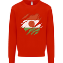 Torn Niger Flag Nigerien Day Football Mens Sweatshirt Jumper Bright Red