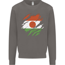 Torn Niger Flag Nigerien Day Football Mens Sweatshirt Jumper Charcoal