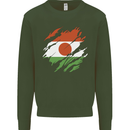 Torn Niger Flag Nigerien Day Football Mens Sweatshirt Jumper Forest Green