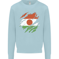 Torn Niger Flag Nigerien Day Football Mens Sweatshirt Jumper Light Blue