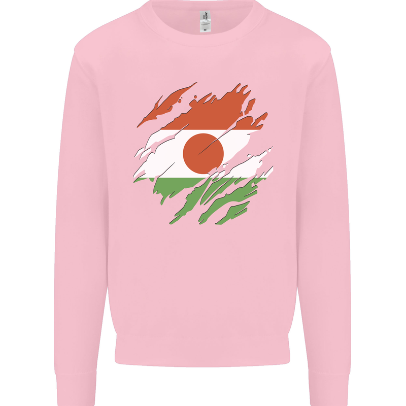 Torn Niger Flag Nigerien Day Football Mens Sweatshirt Jumper Light Pink