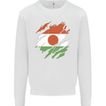 Torn Niger Flag Nigerien Day Football Mens Sweatshirt Jumper White