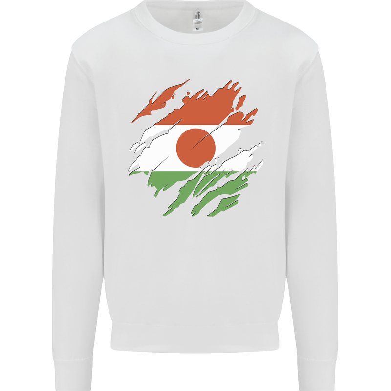 Torn Niger Flag Nigerien Day Football Mens Sweatshirt Jumper White