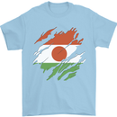 Torn Niger Flag Nigerien Day Football Mens T-Shirt 100% Cotton Light Blue