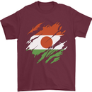 Torn Niger Flag Nigerien Day Football Mens T-Shirt 100% Cotton Maroon