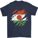 Torn Niger Flag Nigerien Day Football Mens T-Shirt 100% Cotton Navy Blue