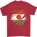 Torn Niger Flag Nigerien Day Football Mens T-Shirt 100% Cotton Red