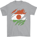 Torn Niger Flag Nigerien Day Football Mens T-Shirt 100% Cotton Sports Grey