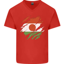 Torn Niger Flag Nigerien Day Football Mens V-Neck Cotton T-Shirt Red