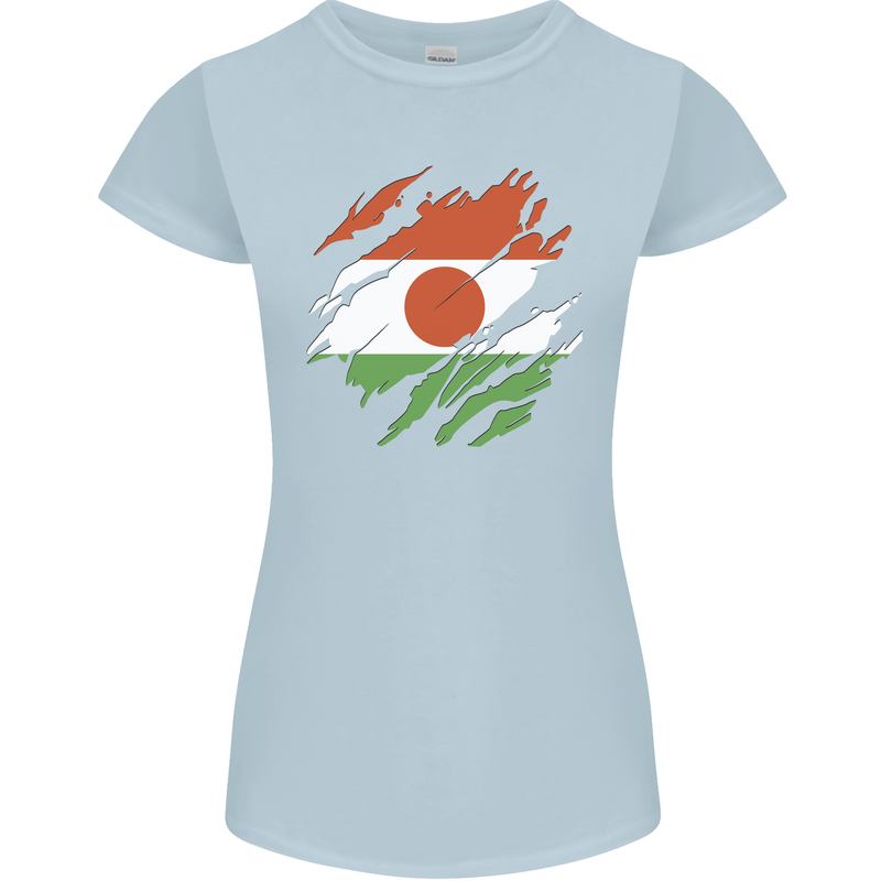 Torn Niger Flag Nigerien Day Football Womens Petite Cut T-Shirt Light Blue
